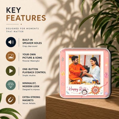 Custom Raksha Bandhan Musical Fridge Magnet Personalized Photo Song & Voice Message Gift  Rakhi Surprise for Siblings